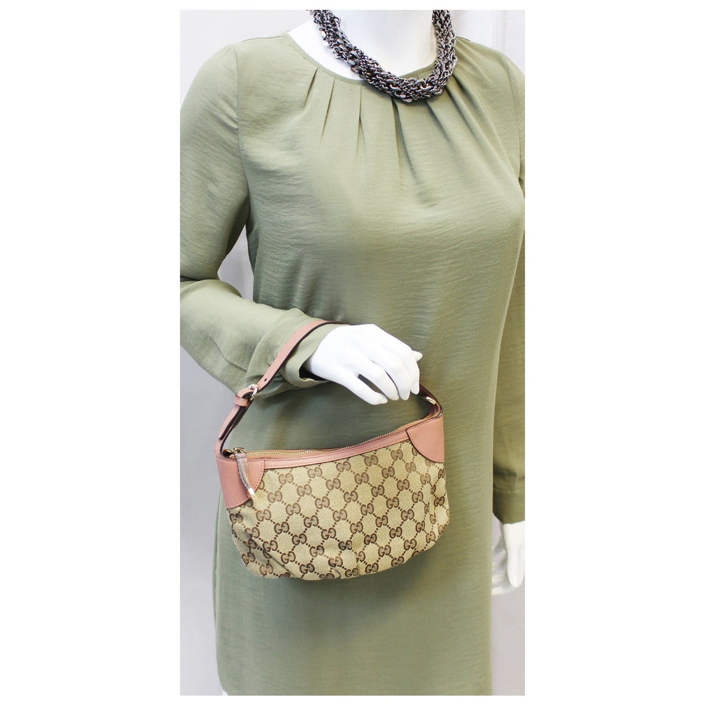 GUCCI GG Canvas Beige/Pink Accessories Pochette Bag