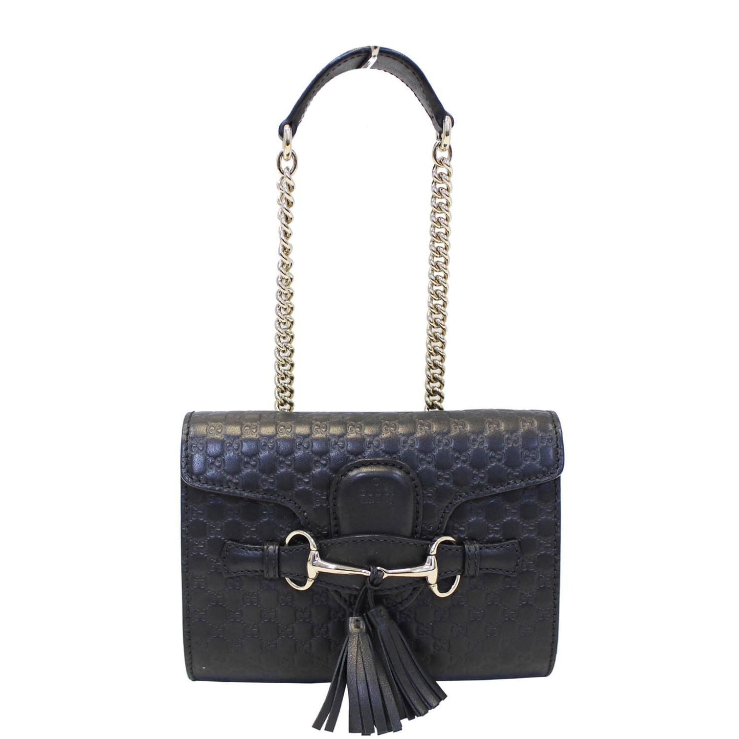 GUCCI Emily Mini Micro GG Guccissima Leather Shoulder Bag Black
