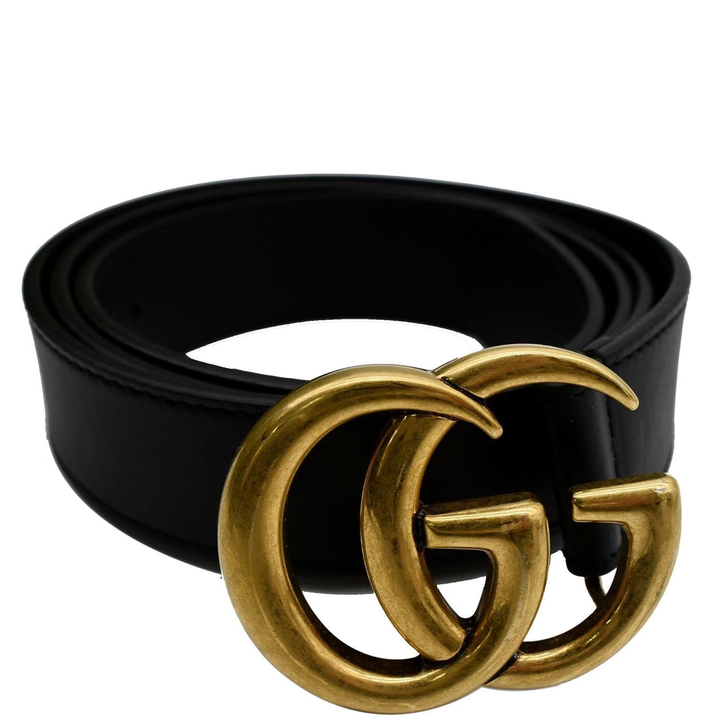 GUCCI Double G Buckle Leather Belt Black 414516