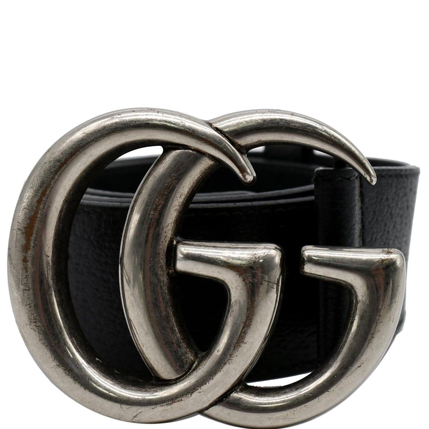 GUCCI Double G Buckle Leather Belt Black 406831 Size 90.36