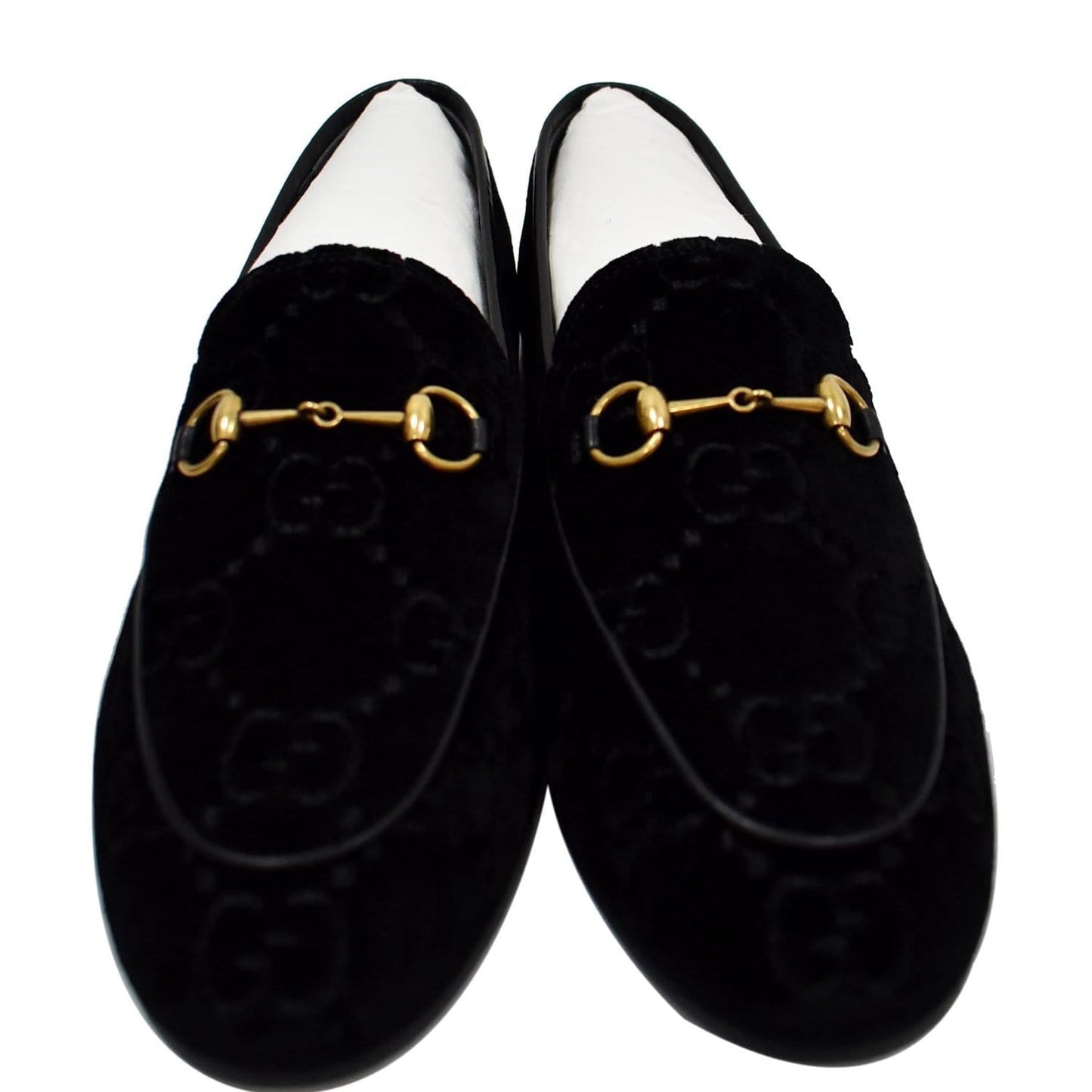 GUCCI GG Jordaan Velvet Leather Loafer Black 431467 Size 40