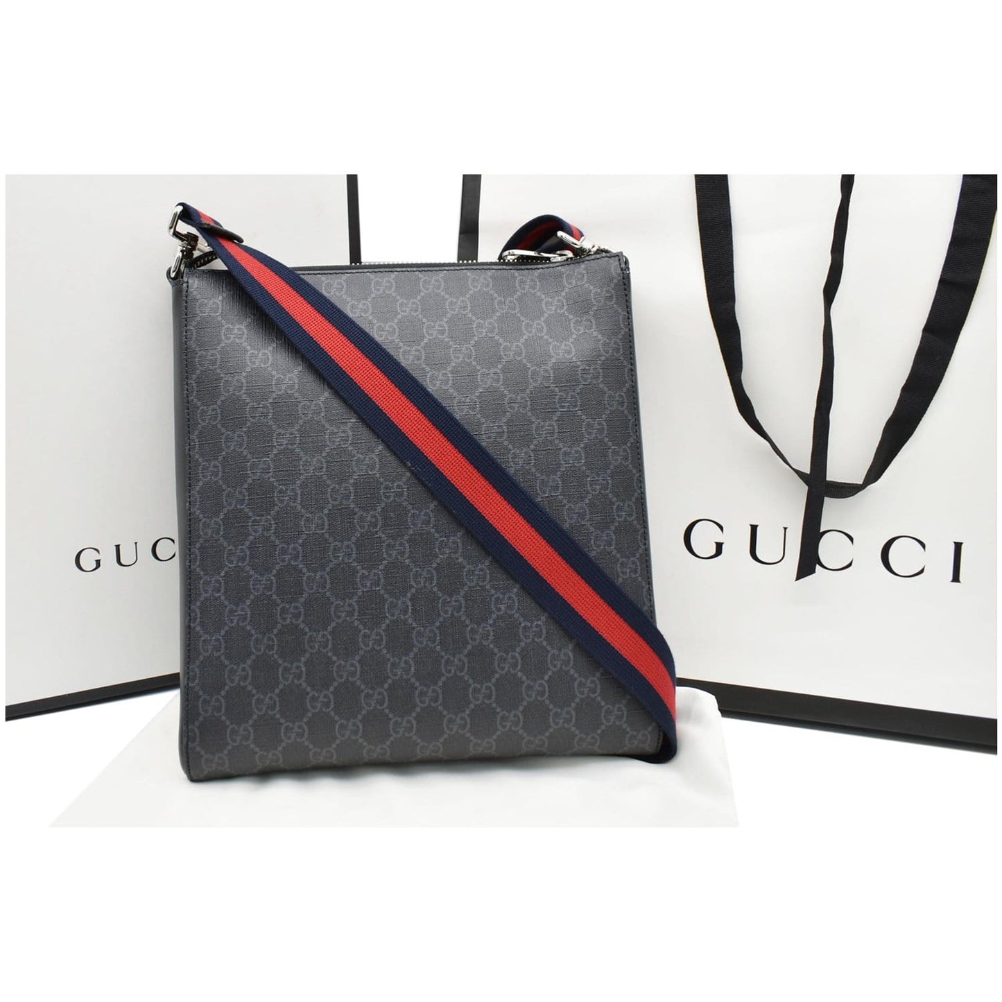 GUCCI GG Supreme Square Messenger Bag Black 474137