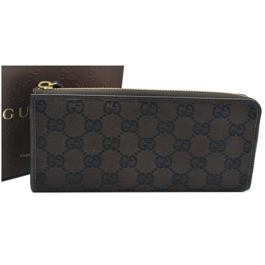 GUCCI GG Canvas Zip Around Wallet Brown 268917