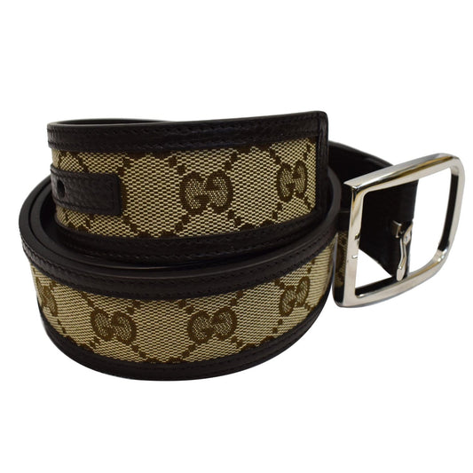 GUCCI GG Canvas Leather Belt Beige Size 90/36 - 25% OFF
