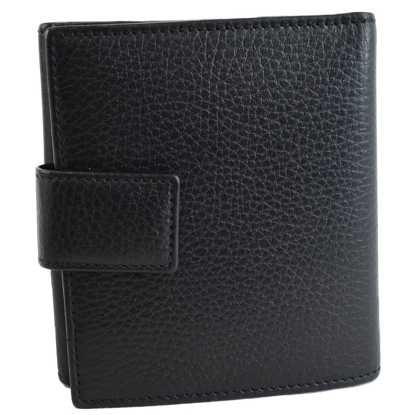 GUCCI GG Leather French Flap Wallet Black 456122