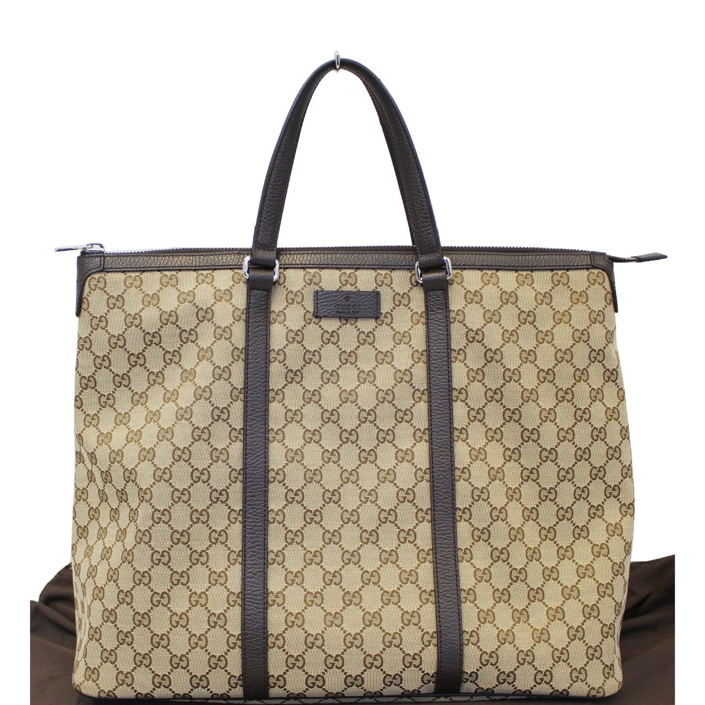 GUCCI GG Canvas Tote Travel Bag Beige