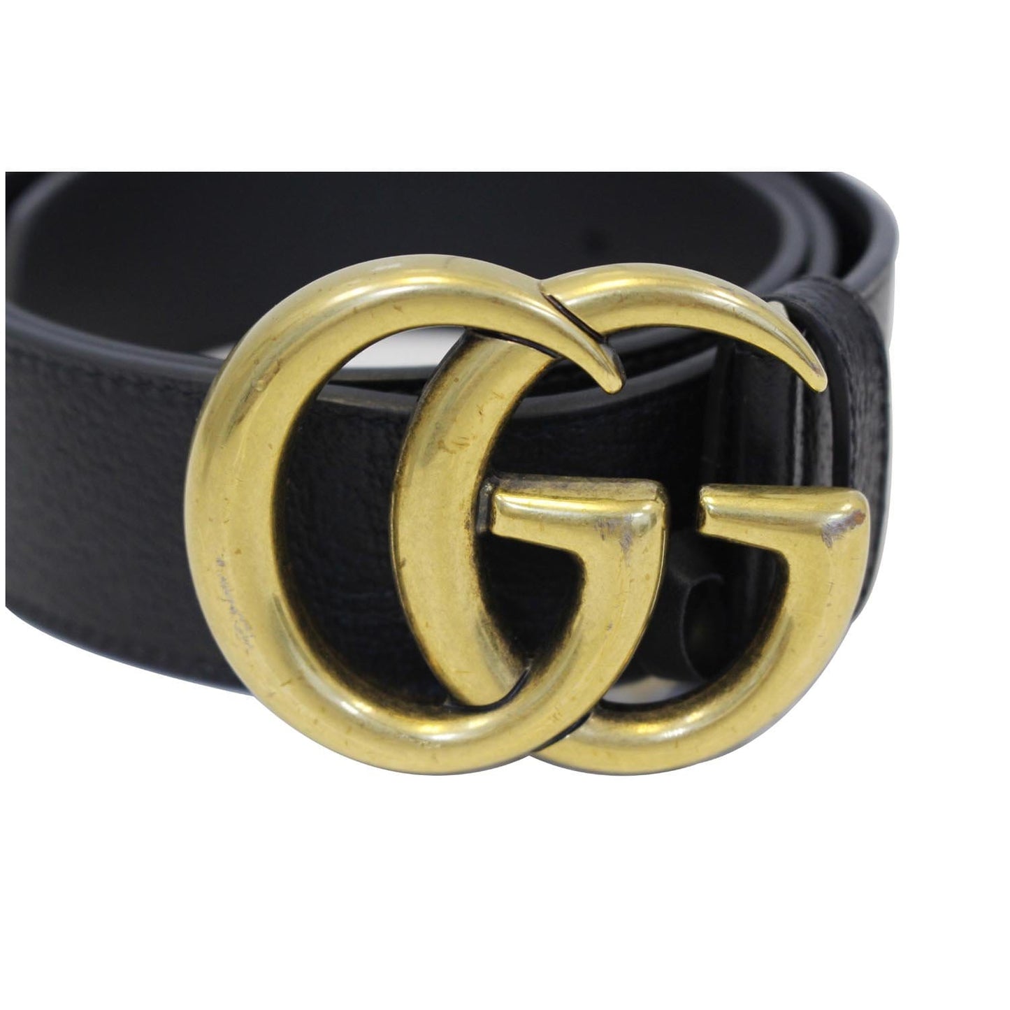 GUCCI Double G Buckle Leather Belt Black Size 41
