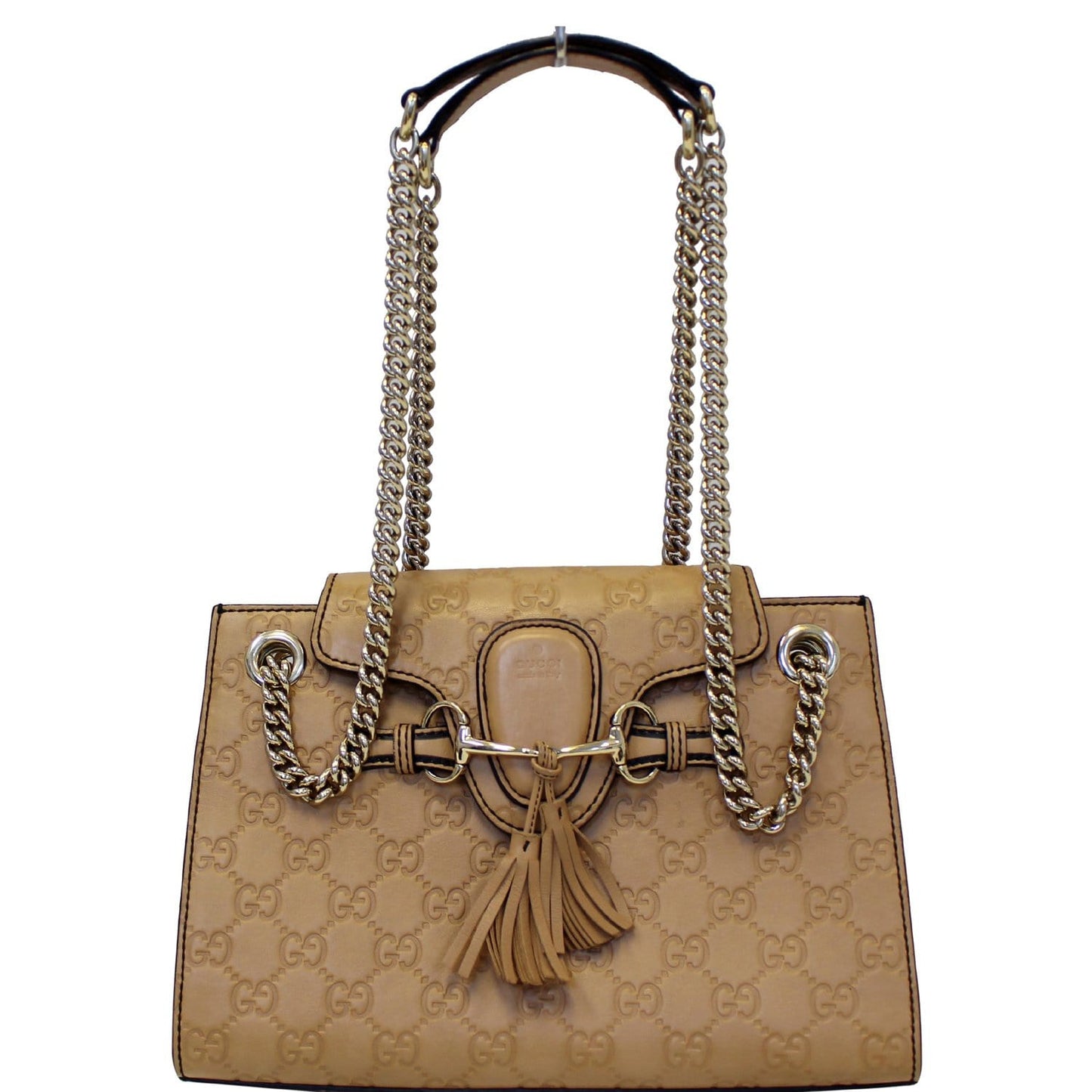 GUCCI Emily Guccissima Leather Chain Shoulder Bag Rose Beige 369621