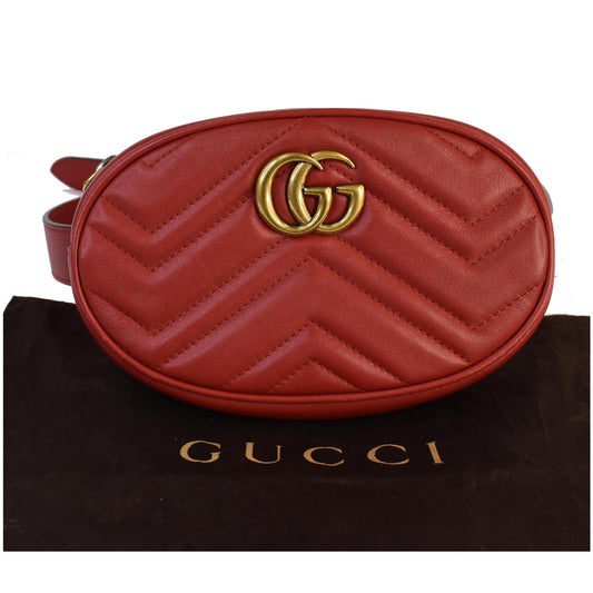 GUCCI GG Marmont Matelasse Leather Belt Bag 476434 Red - Final Sale