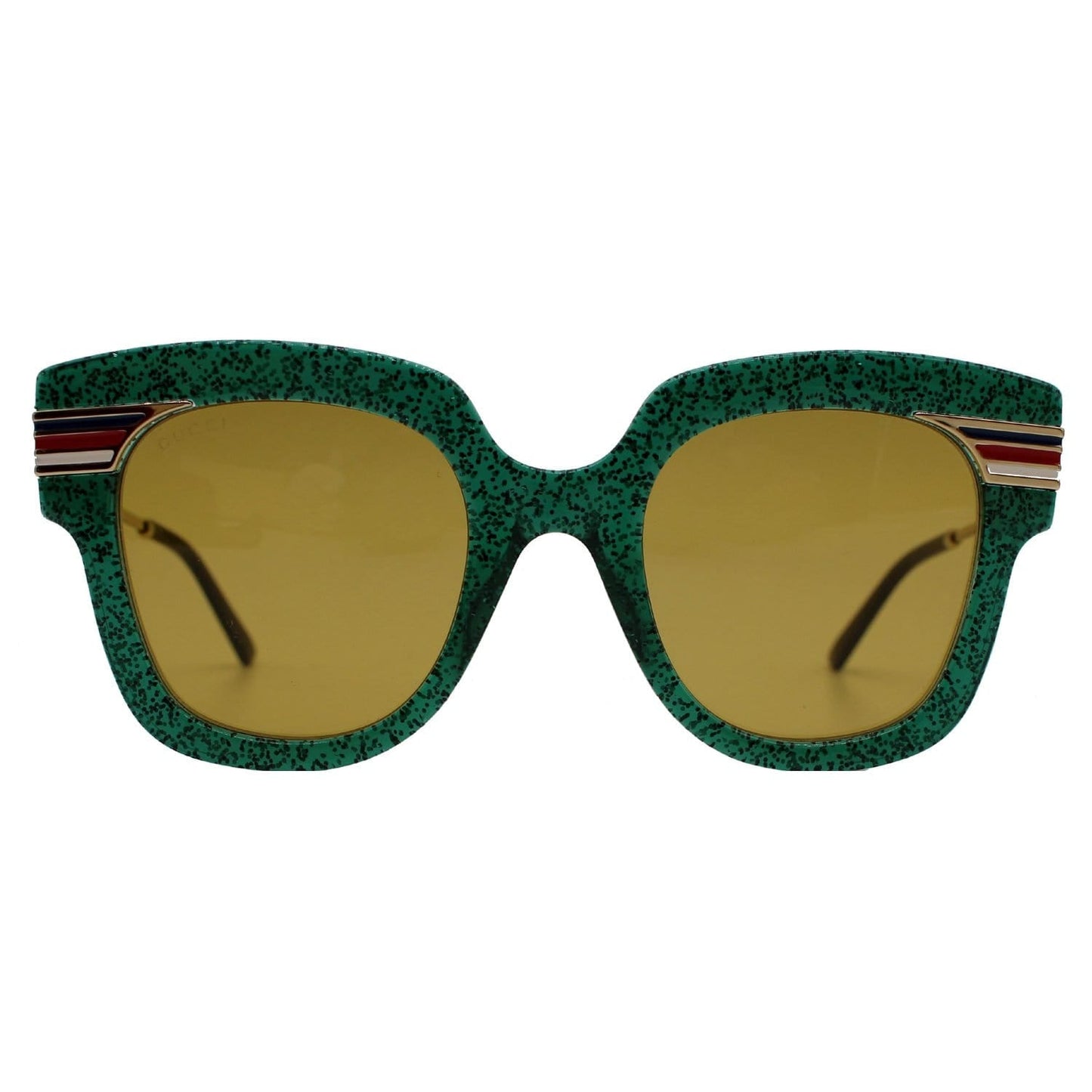 GUCCI GG0281S Square Glitter Green Sunglasses Brown Lens