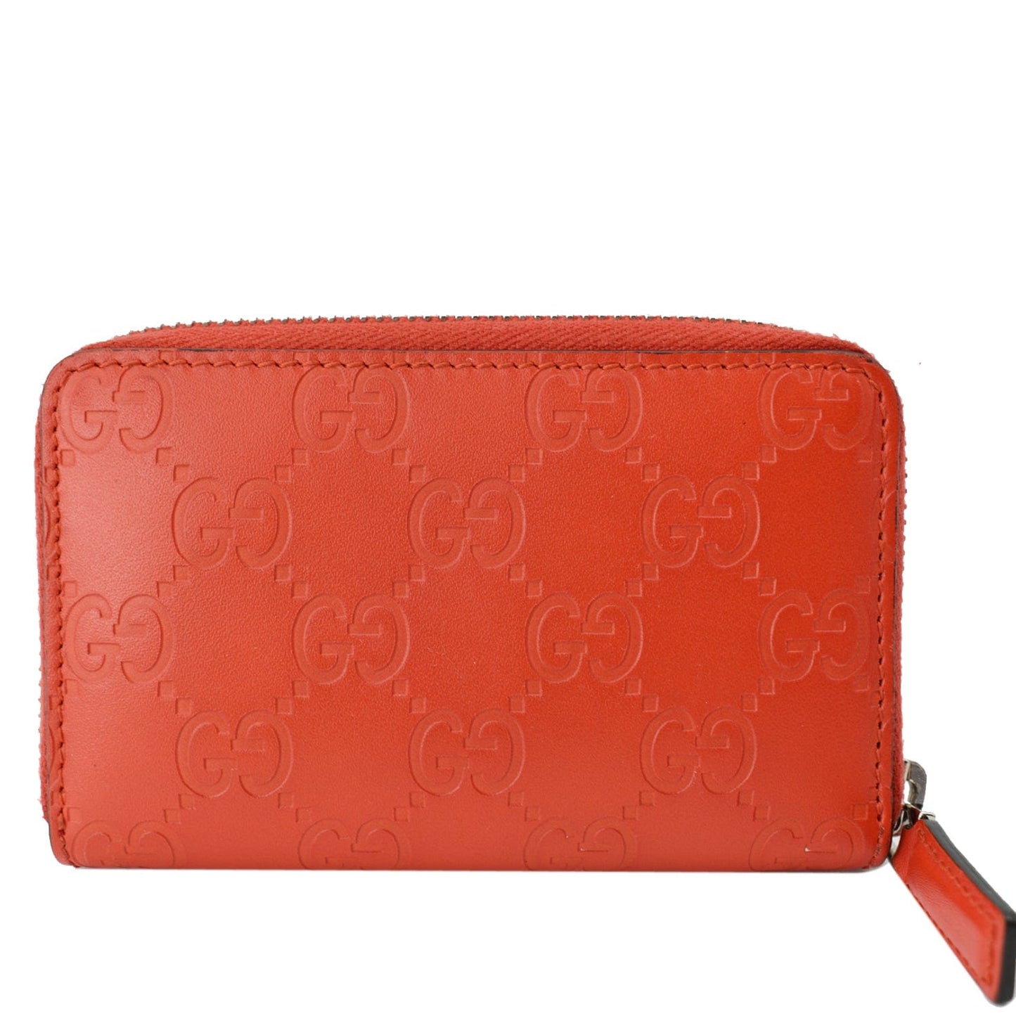 GUCCI GG Leather Zip Around Wallet Red 255452