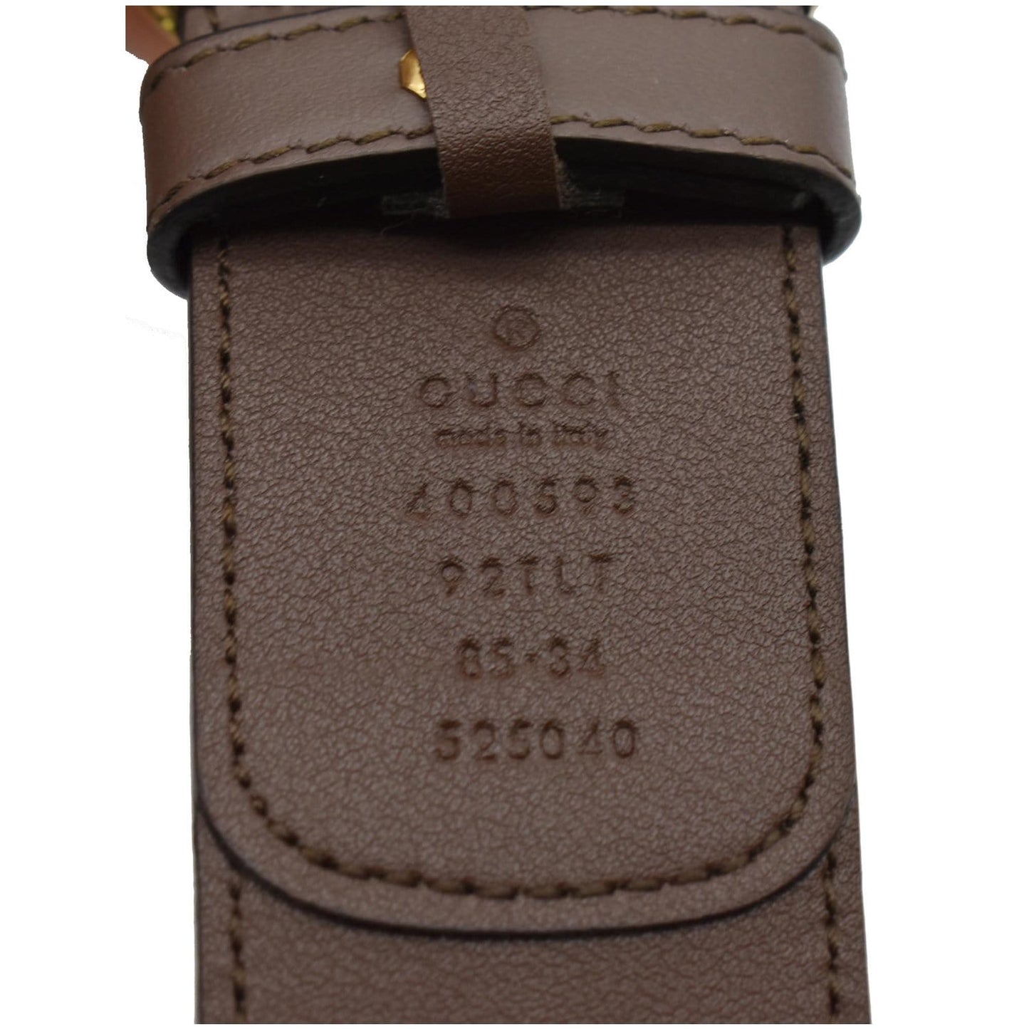 GUCCI Double G Buckle GG Canvas Leather Belt Brown 400593