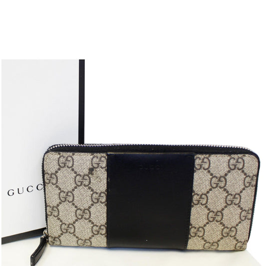 GUCCI GG Supreme Monogram Zip Around Wallet Black