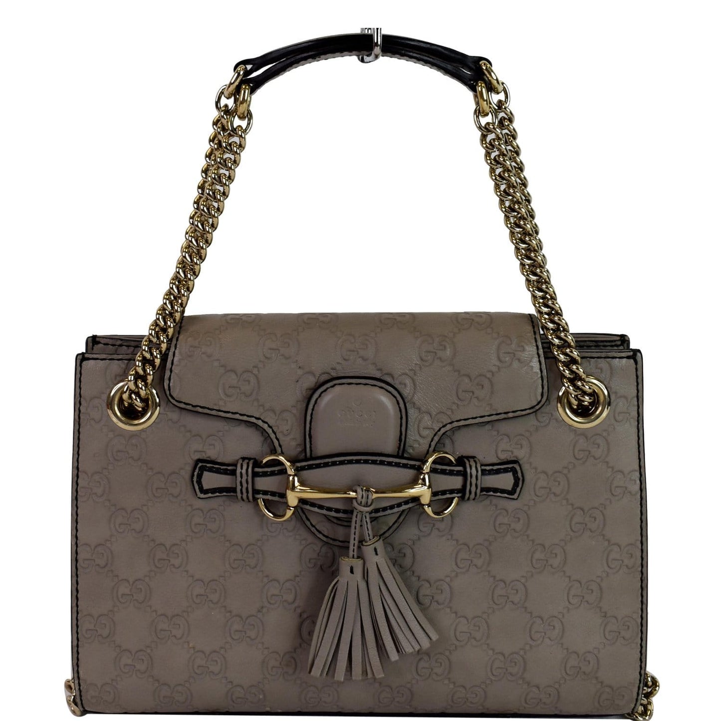 GUCCI Emily Guccissima Leather Chain Crossbody Bag Grey 369621