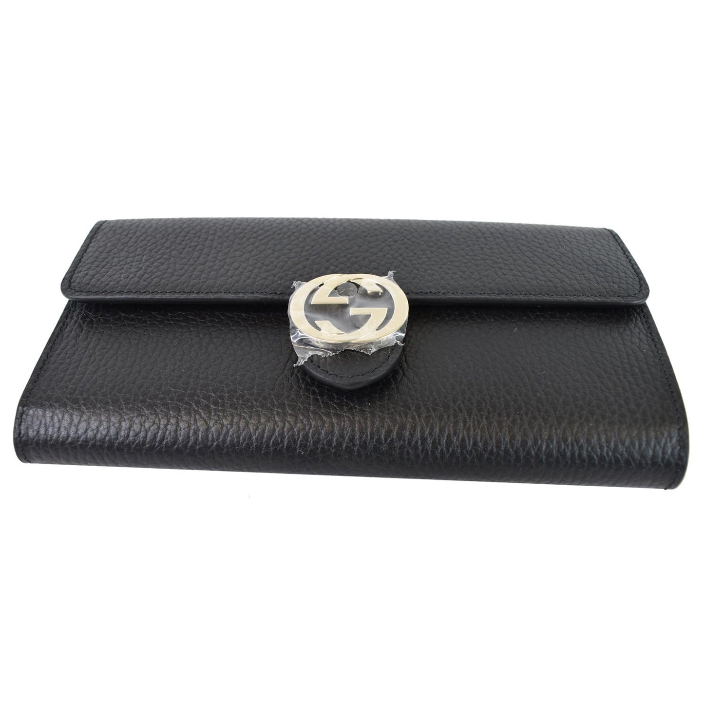 GUCCI GG Interlocking Continental Leather Wallet Black 598166