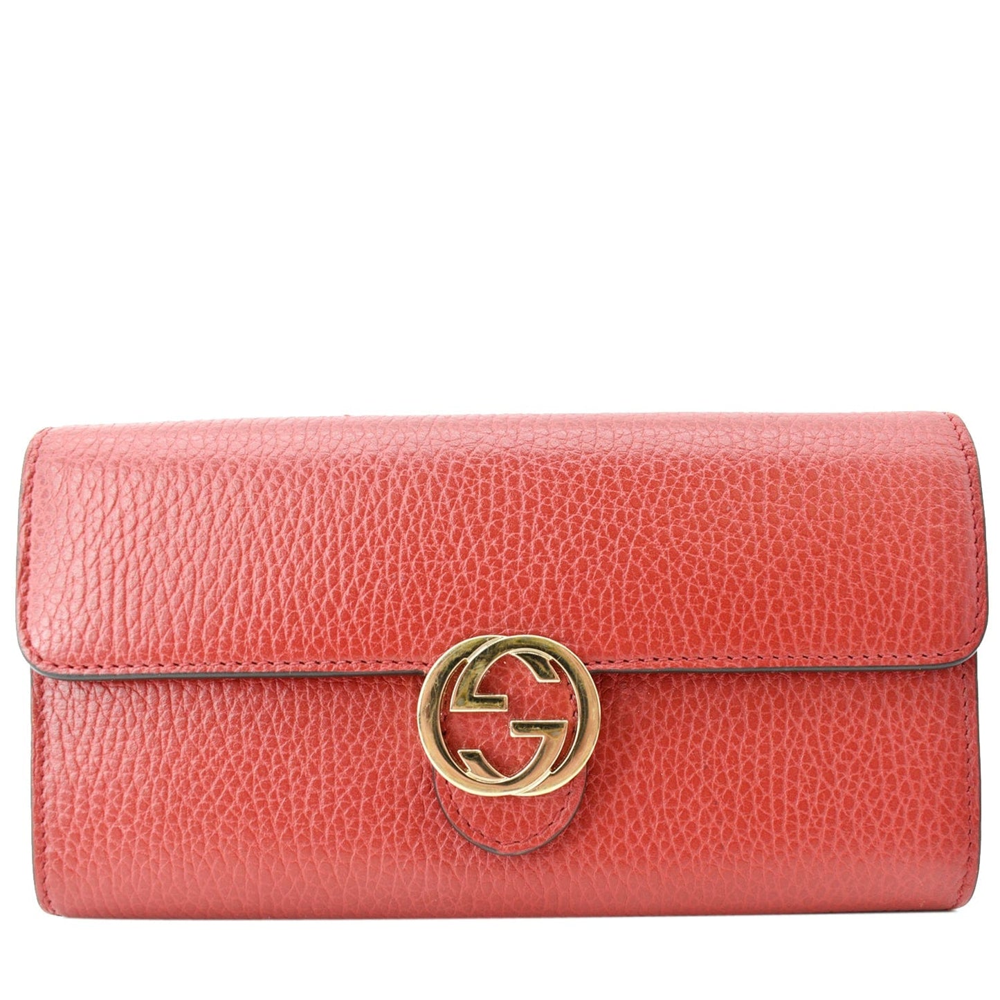 GUCCI GG Interlocking Continental Leather Wallet Red 598166