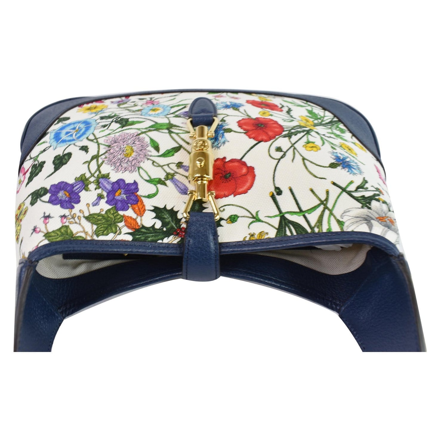 GUCCI Flora Jackie Medium Canvas Hobo Bag Blue 550152 - Last Call