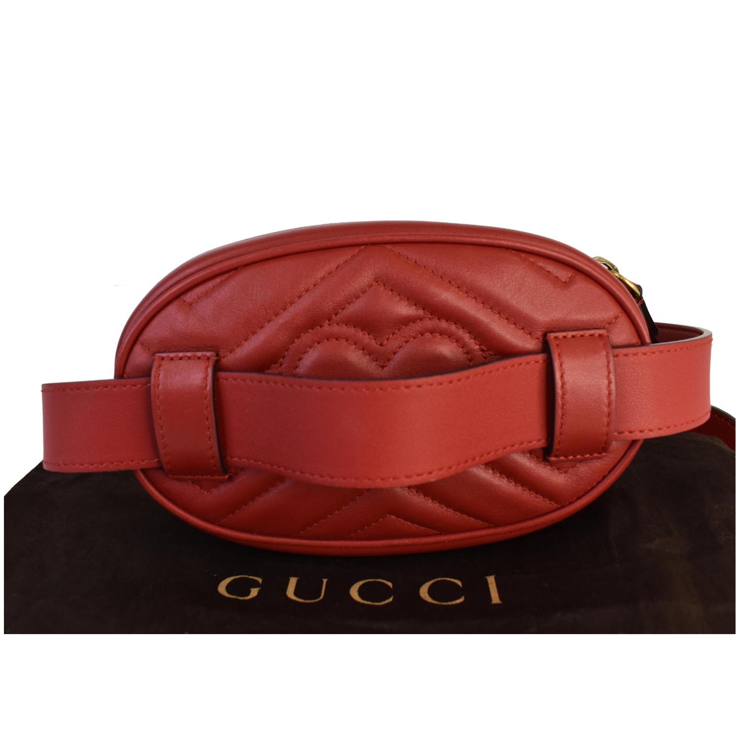 GUCCI GG Marmont Matelasse Leather Belt Bag 476434 Red - Final Sale