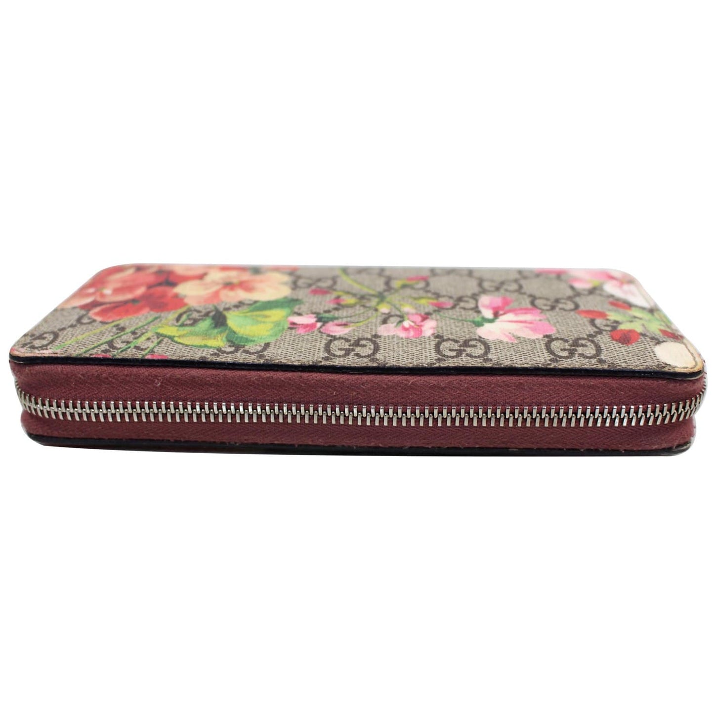 GUCCI GG Blooms Supreme Canvas Zip Around Wallet Beige/Ebony 404071