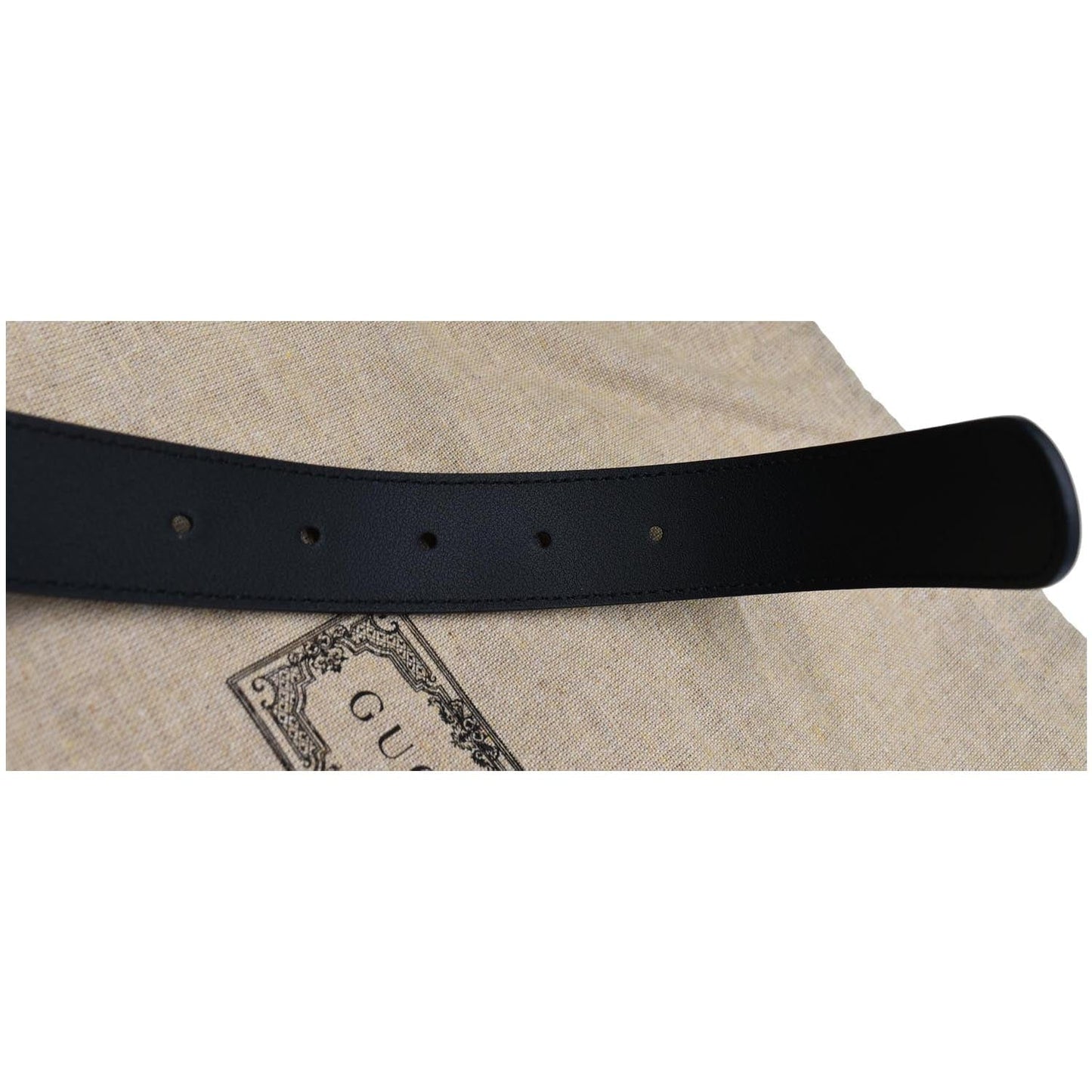 GUCCI Double G Buckle Leather Belt Black 414516