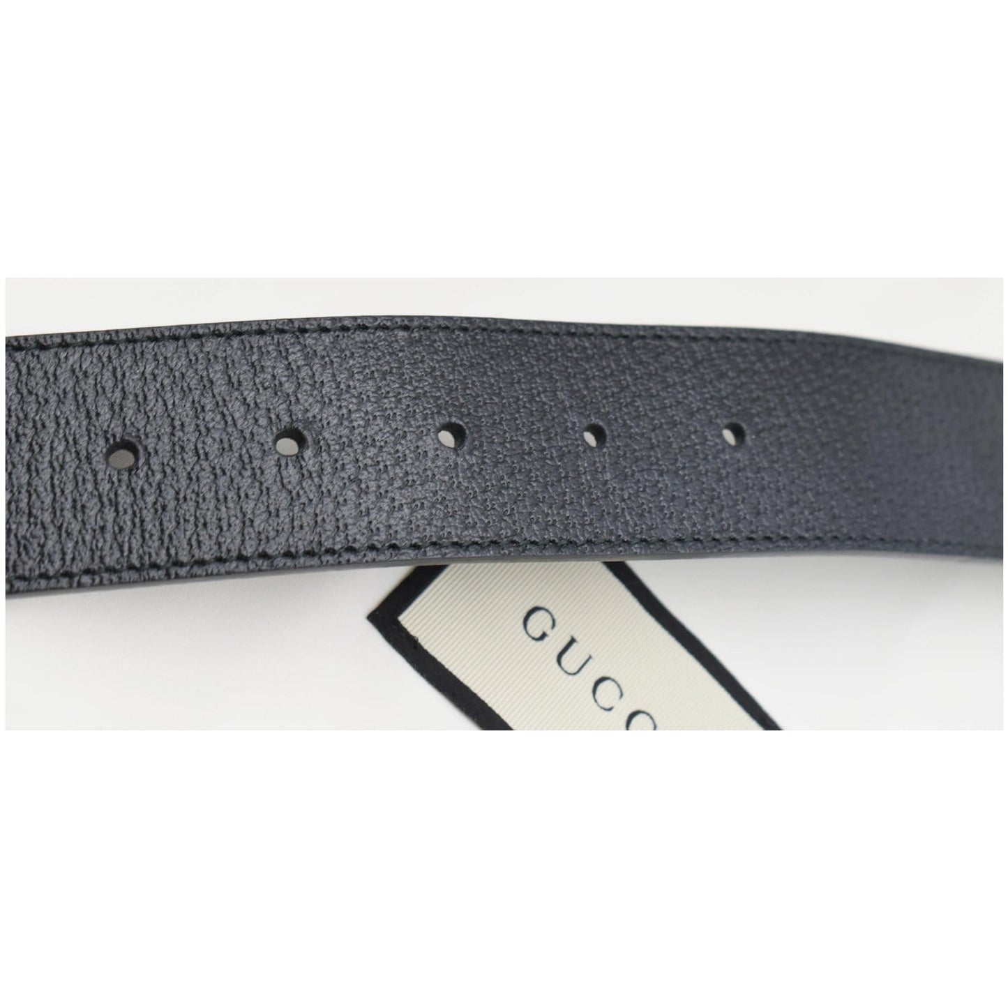 GUCCI Double G Buckle Textured Leather Belt Black 406831 Size 85.34