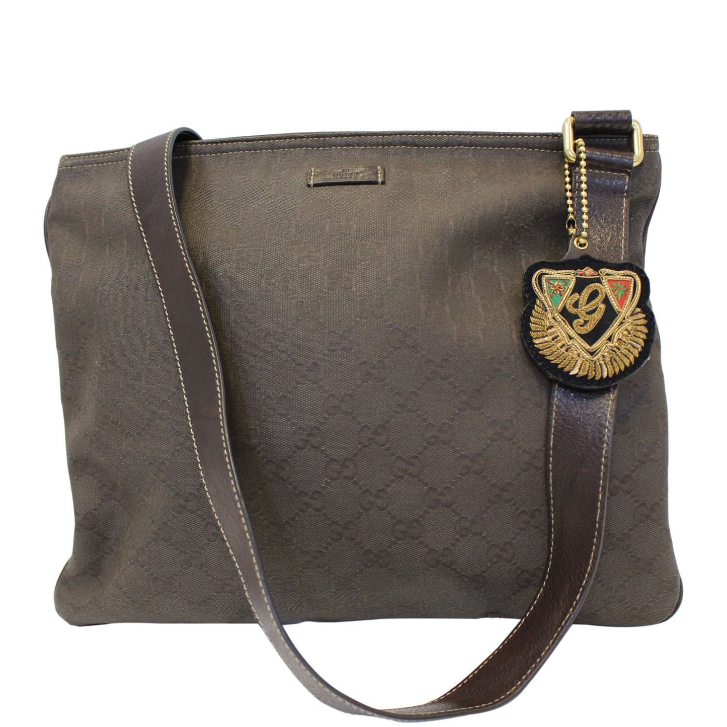 GUCCI GG Canvas Dark Brown Messenger Crossbody Bag
