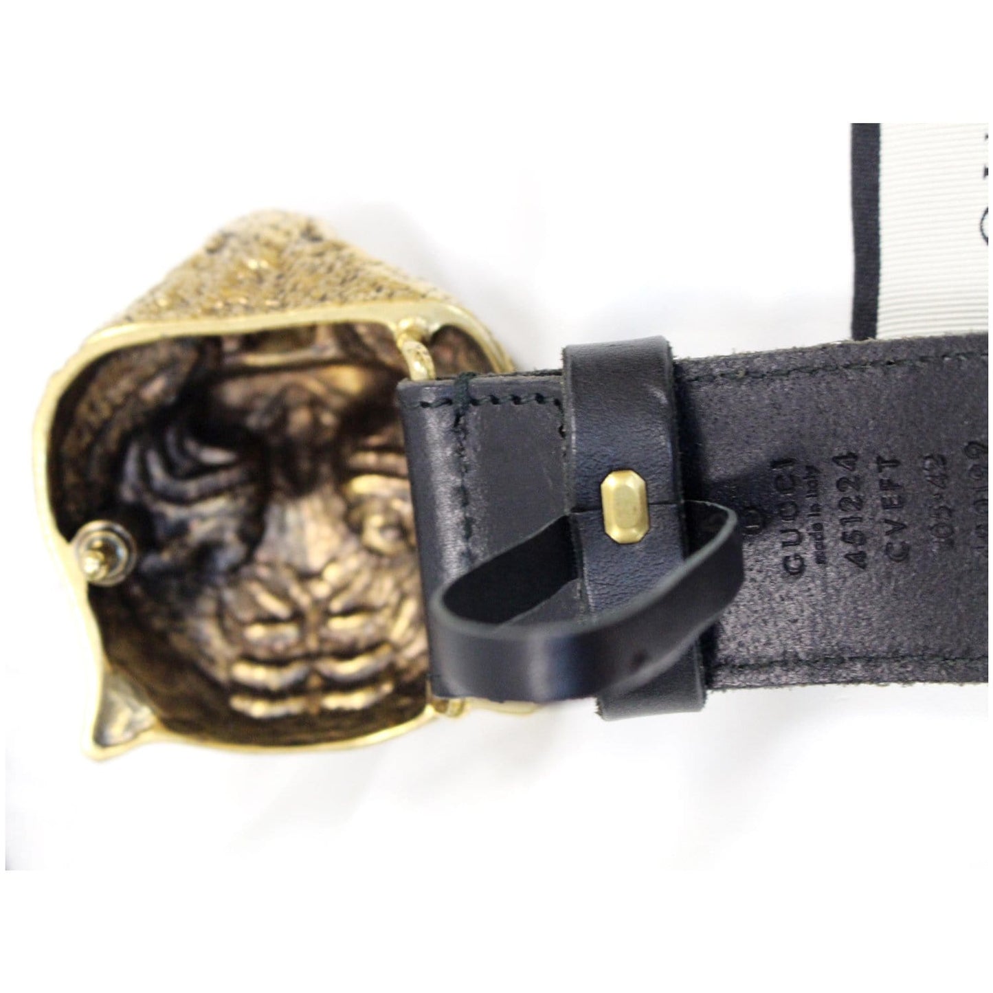 GUCCI Feline Head Studded Leather Belt Black 451224 - 15% OFF