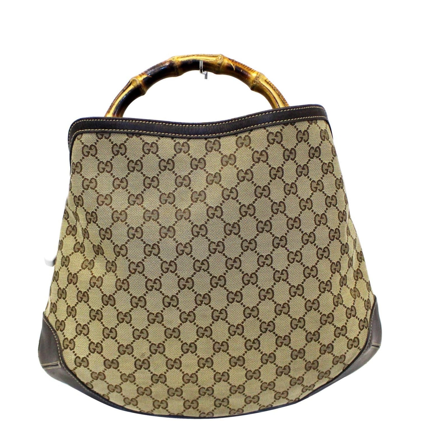 GUCCI GG Canvas Peggy Medium Bamboo Top Handle Bag Brown
