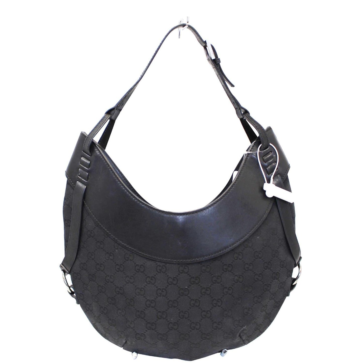 GUCCI GG Canvas Half Moon Hobo Bag Black
