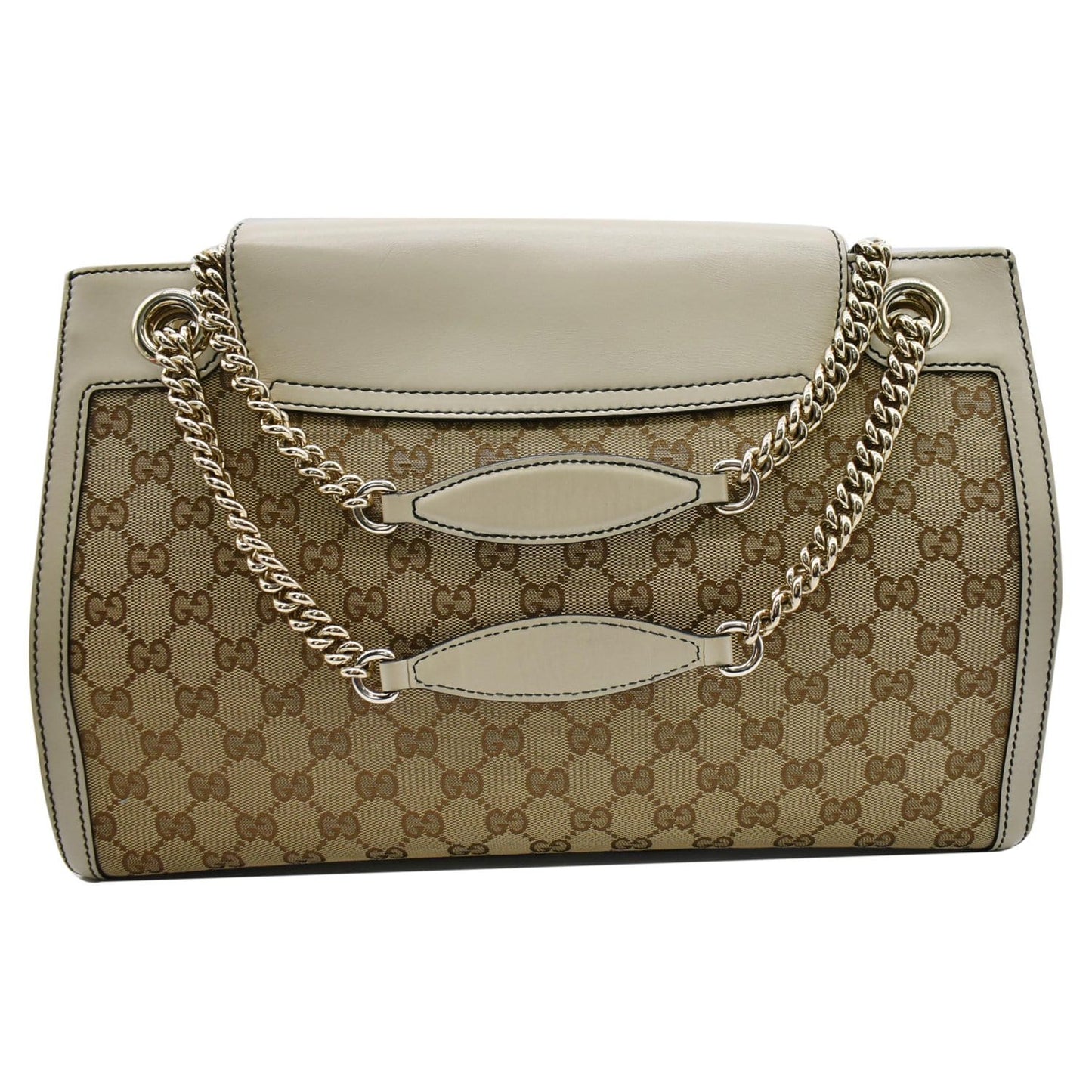 GUCCI Emily Large Guccissima Chain Shoulder Bag Beige 295403