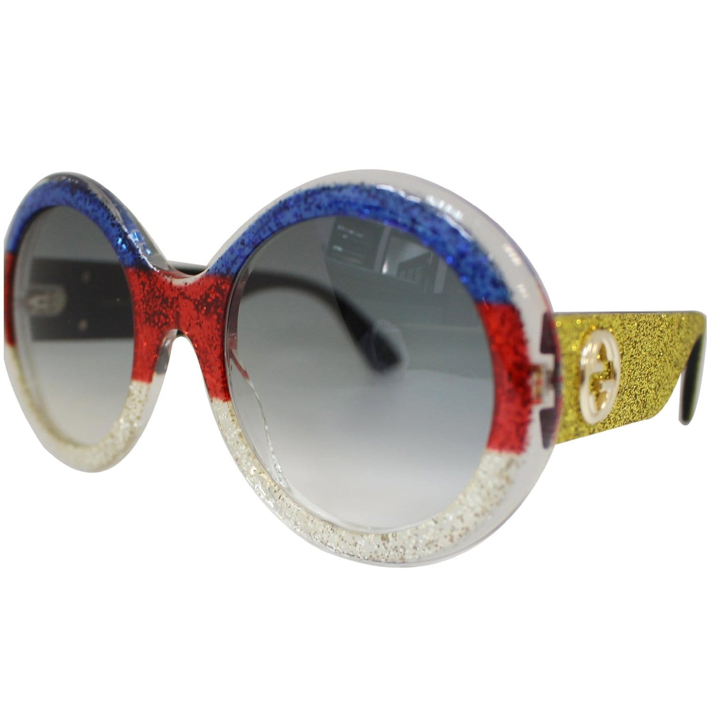 Gucci GG0101S 006 Multi-Color/Gold Sunglasses Grey Gradient Lens