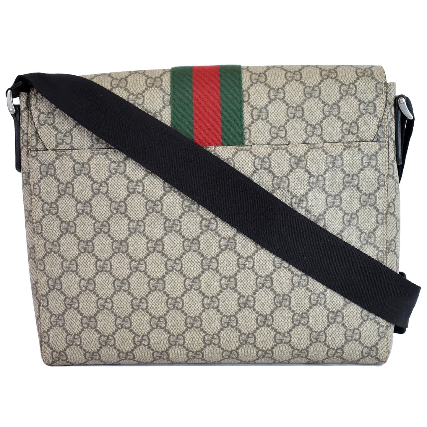 GUCCI GG Supreme Monogram Web Messenger Bag Beige 475432