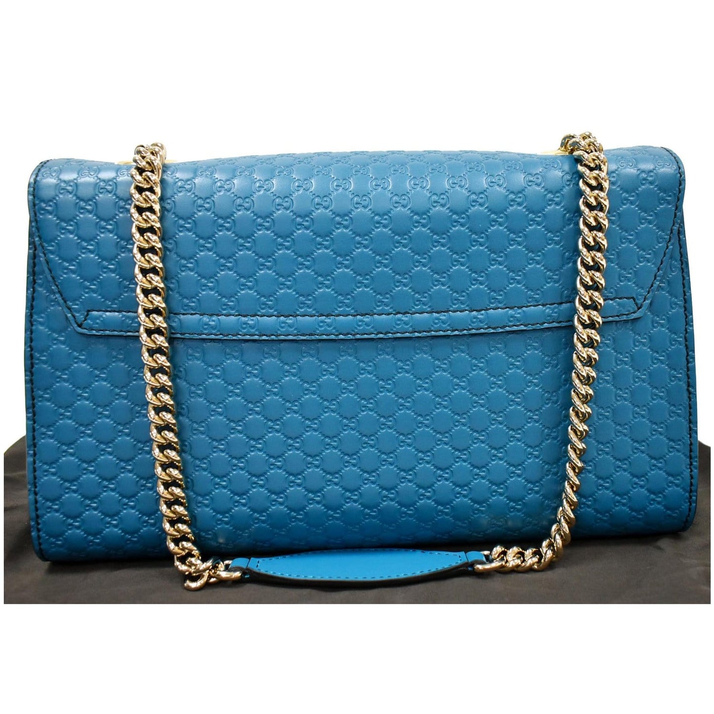 GUCCI Emily Medium GG Guccissima Leather Chain Shoulder Bag Teal