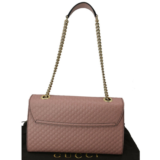 GUCCI Emily Medium GG Guccissima Leather Chain Shoulder Bag Light Pink 449635