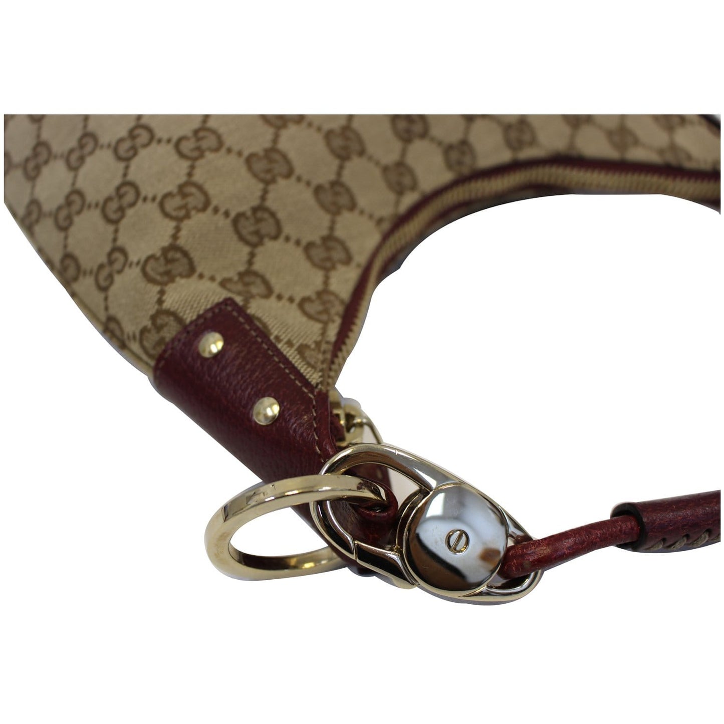 GUCCI GG Canvas Classic Ring Tote Shoulder Bag Beige