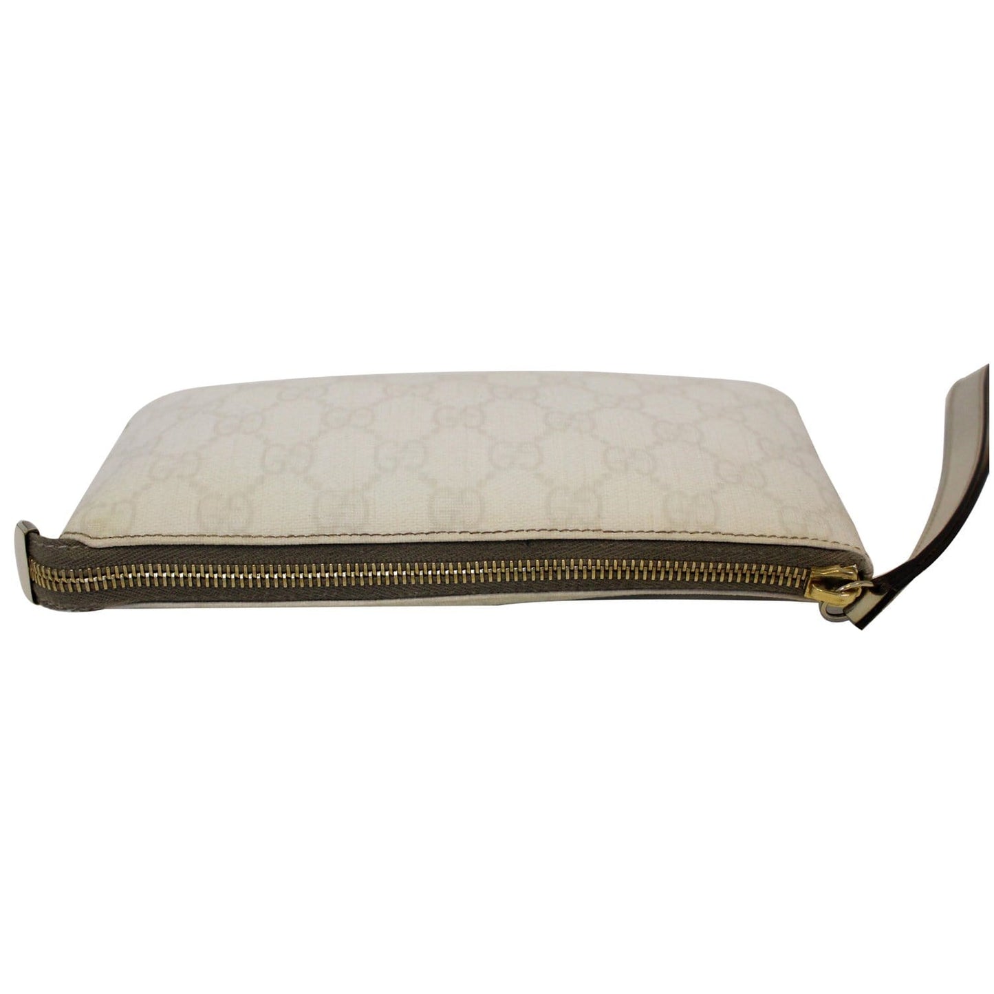 GUCCI GG Canvas Wristlet Pochette Clutch Bag White 190553