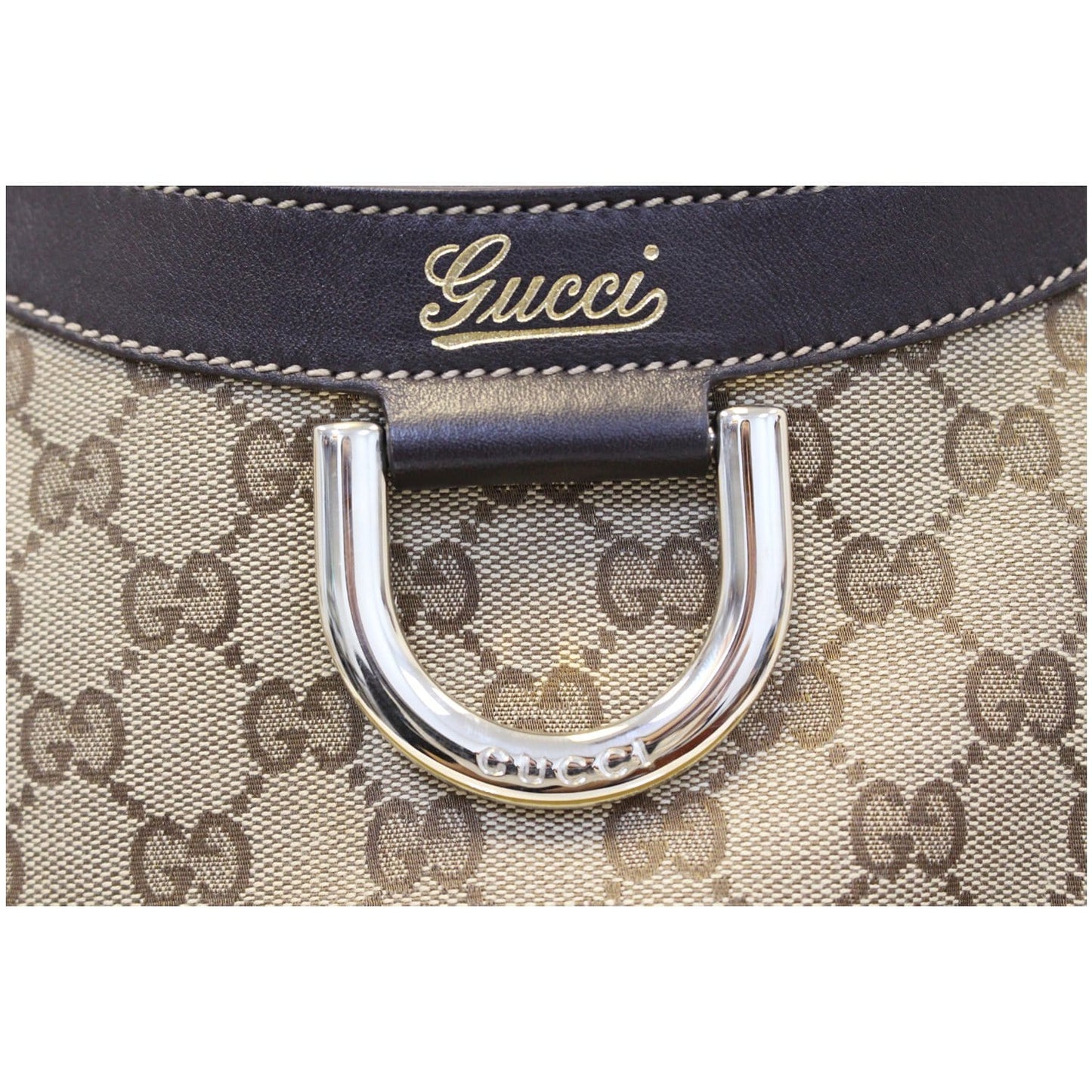 GUCCI GG Canvas D Ring Large Hobo Bag 189835