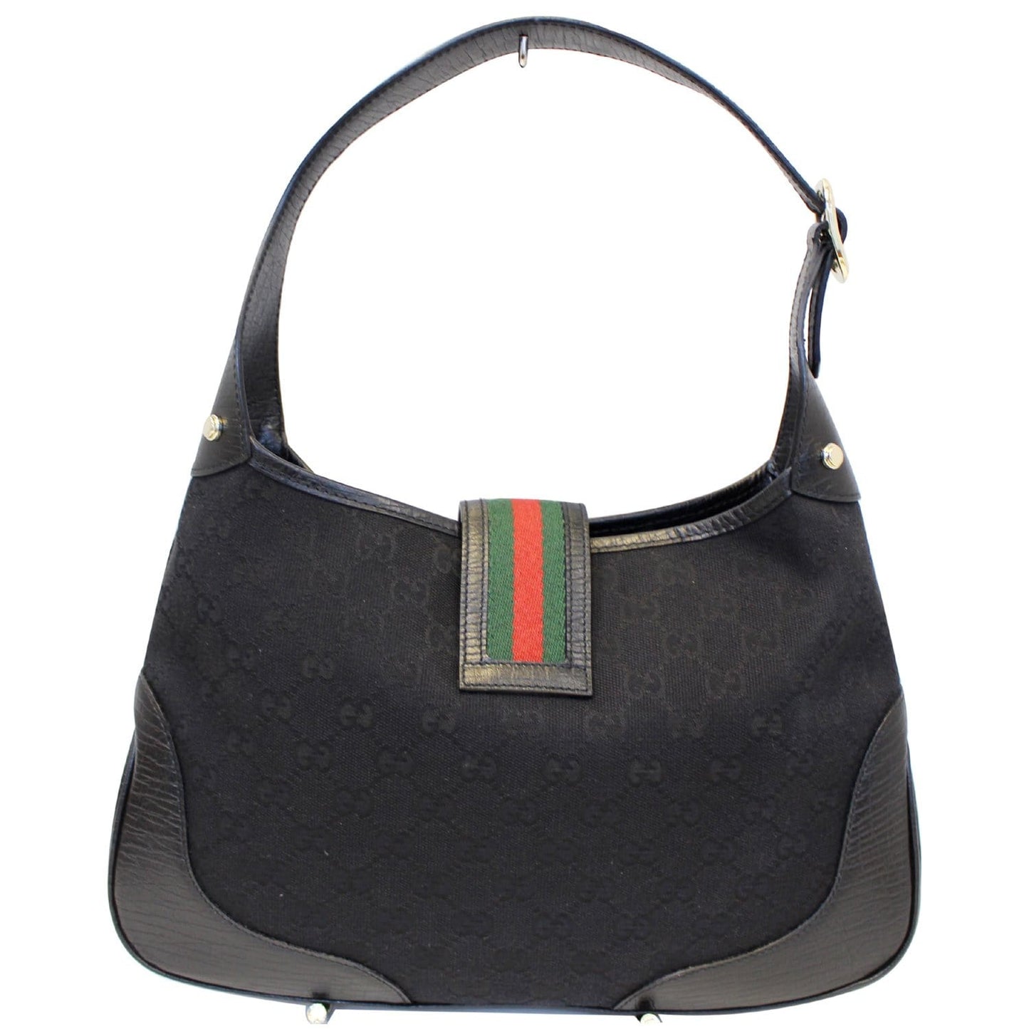 GUCCI GG Canvas Web Hobo Bag Black 130779