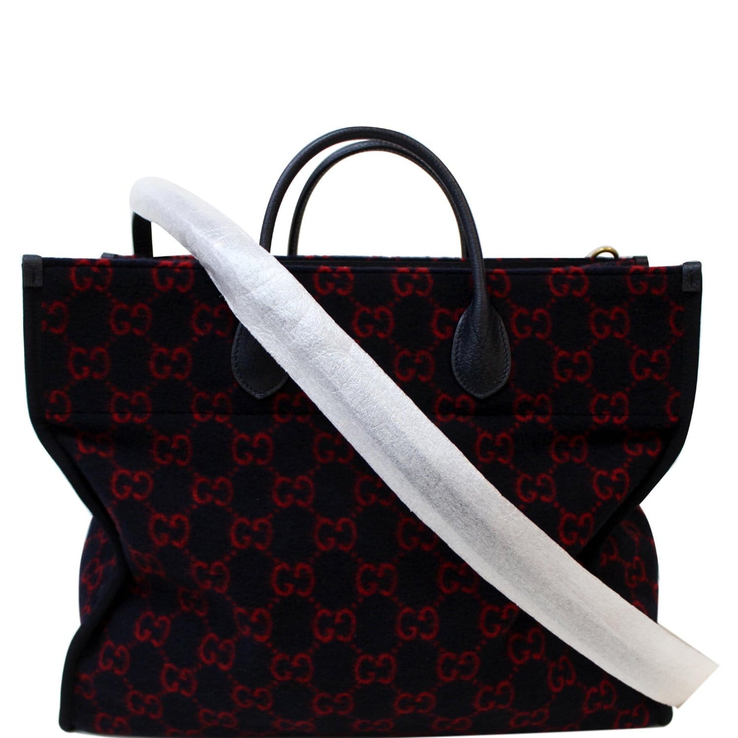 GUCCI GG Wool Tote Shoulder Bag Blue/Red 598169