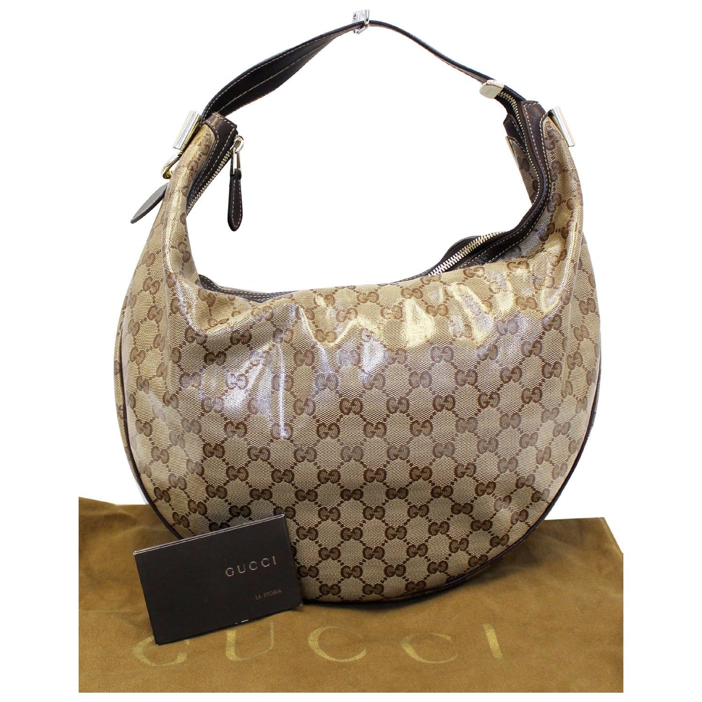 GUCCI GG Crystal Duchessa Hobo Bag Beige