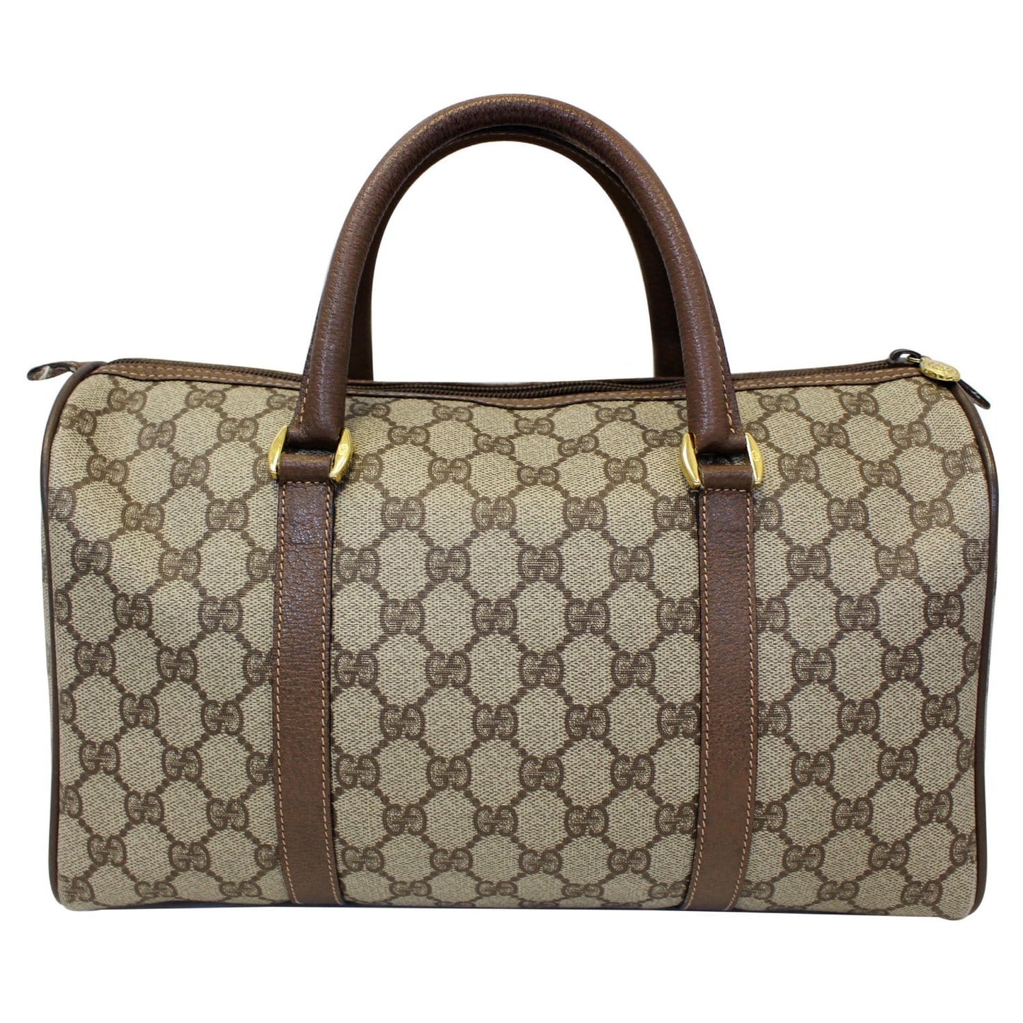 GUCCI GG Canvas Boston Satchel Bag Brown