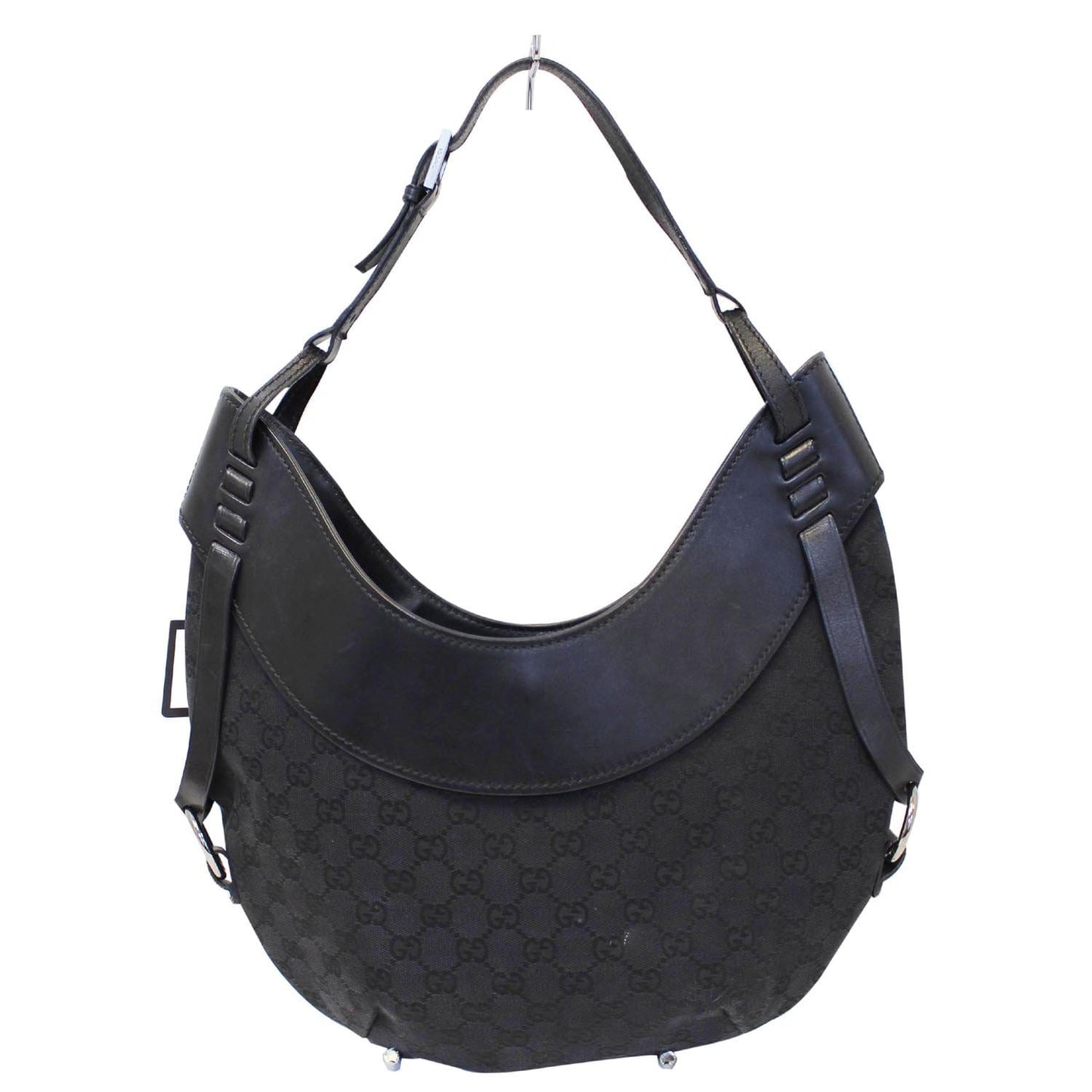 GUCCI GG Canvas Half Moon Hobo Bag Black