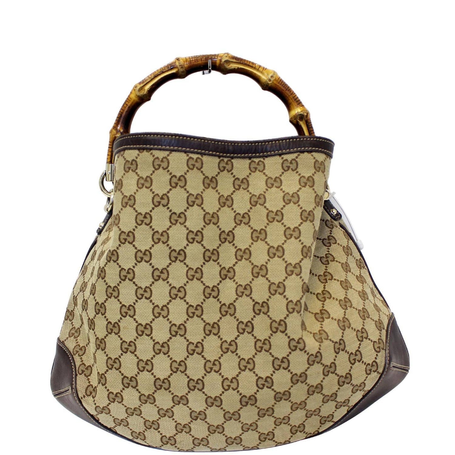 GUCCI GG Canvas Peggy Medium Bamboo Top Handle Bag Brown