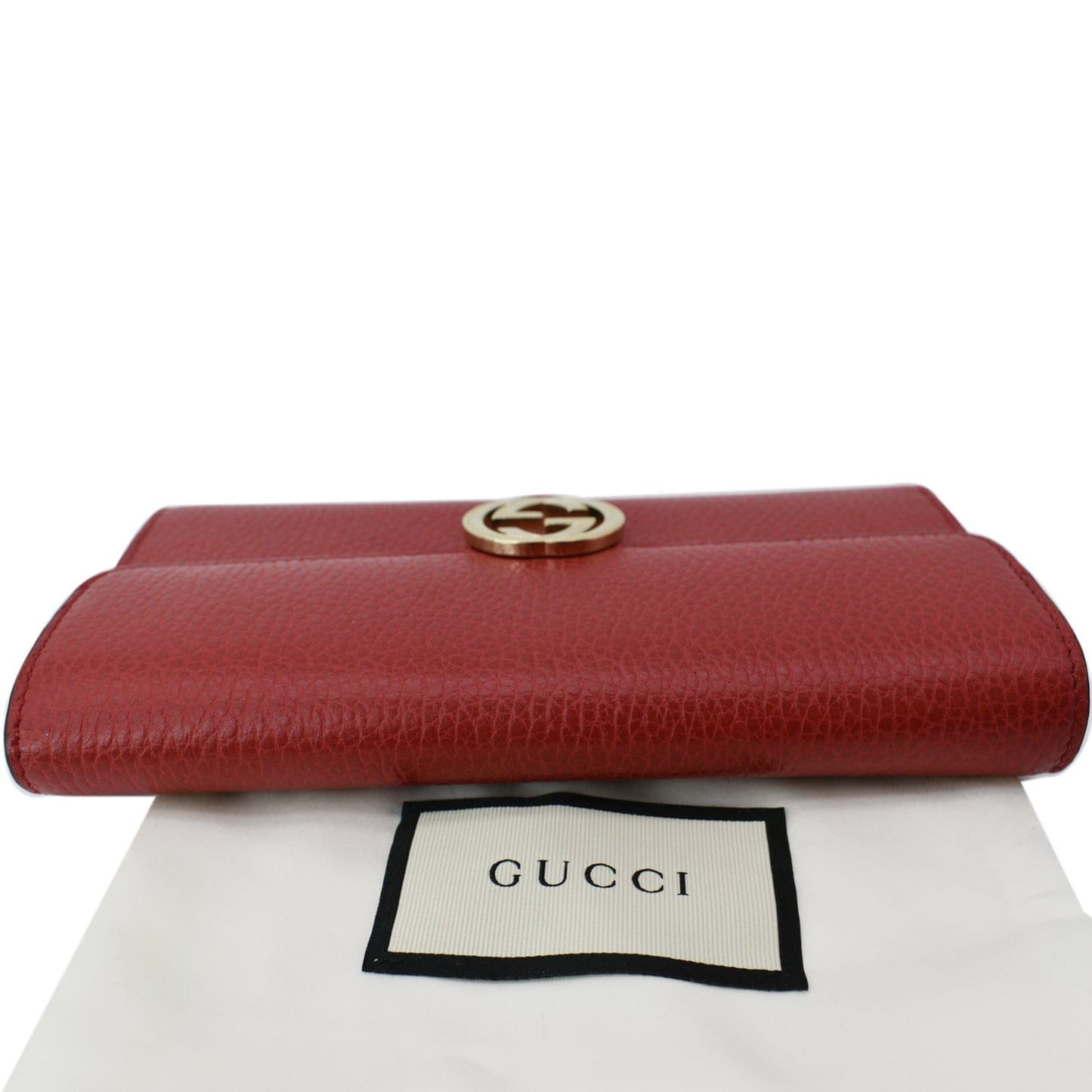 GUCCI GG Interlocking Continental Leather Wallet Red 598166