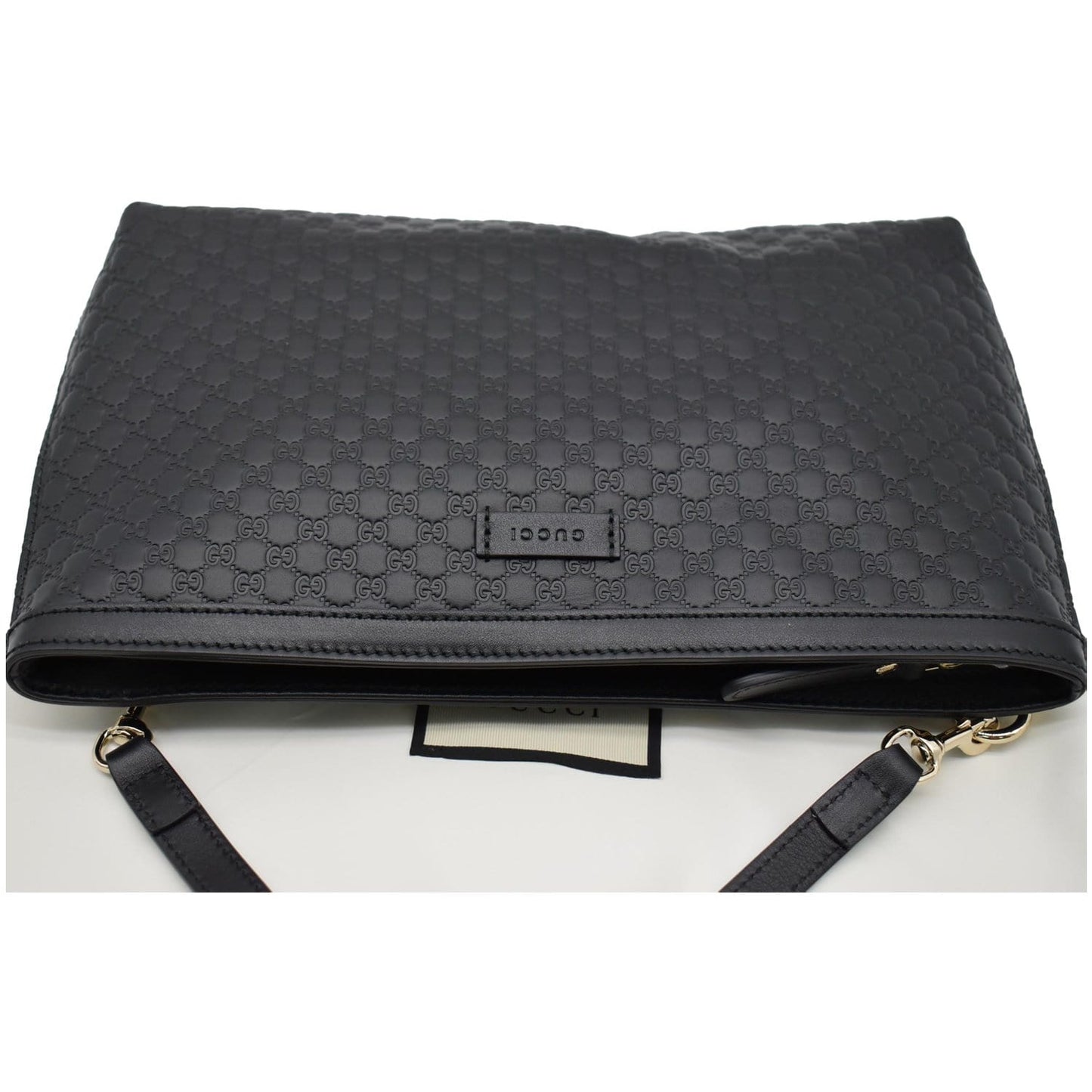 GUCCI Flat Microguccissima Leather Wallet Crossbody Black 607723