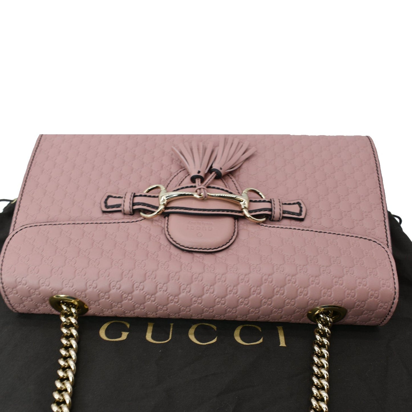 GUCCI Emily Medium GG Guccissima Leather Chain Shoulder Bag Light Pink 449635