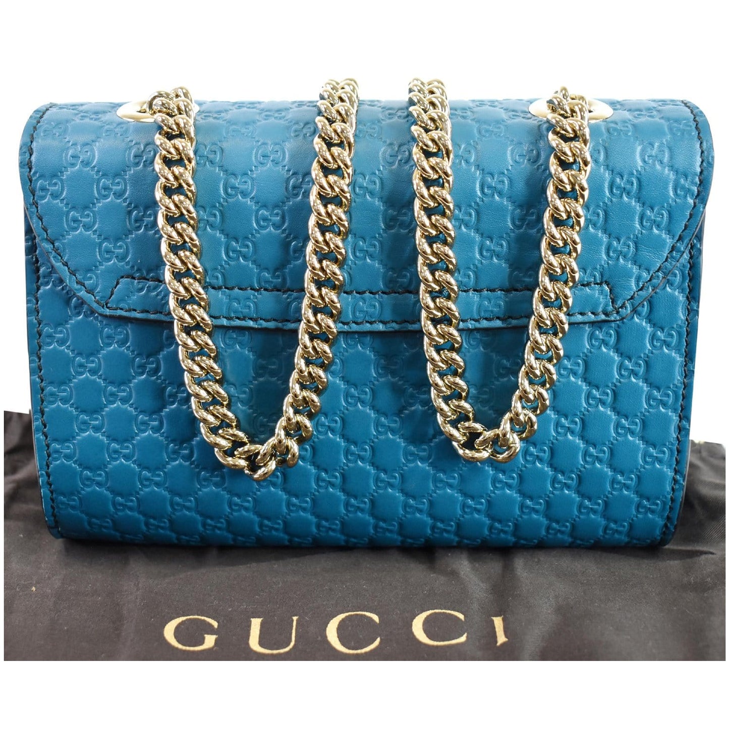 GUCCI Emily Mini Micro GG Guccissima Leather Shoulder Bag Teal