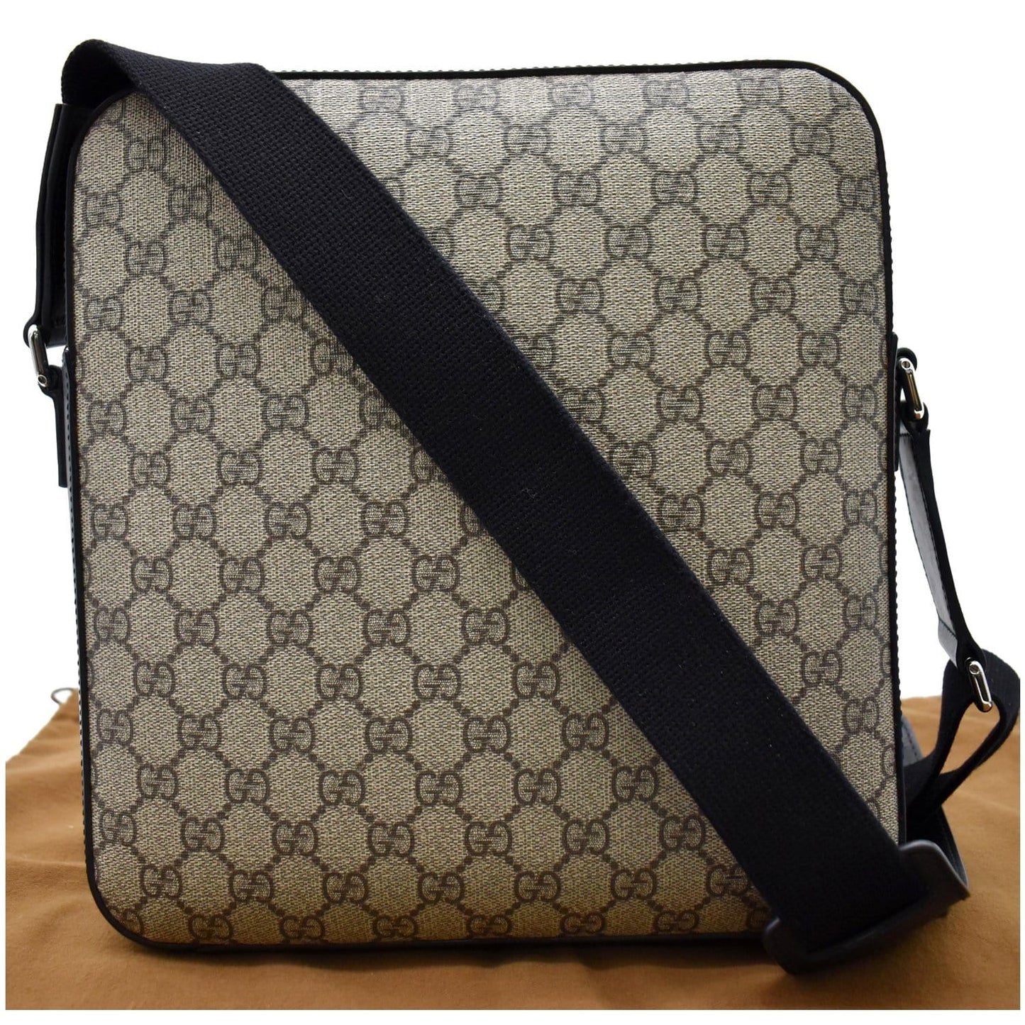 GUCCI Flat GG Supreme Canvas Messenger Bag Beige 473878