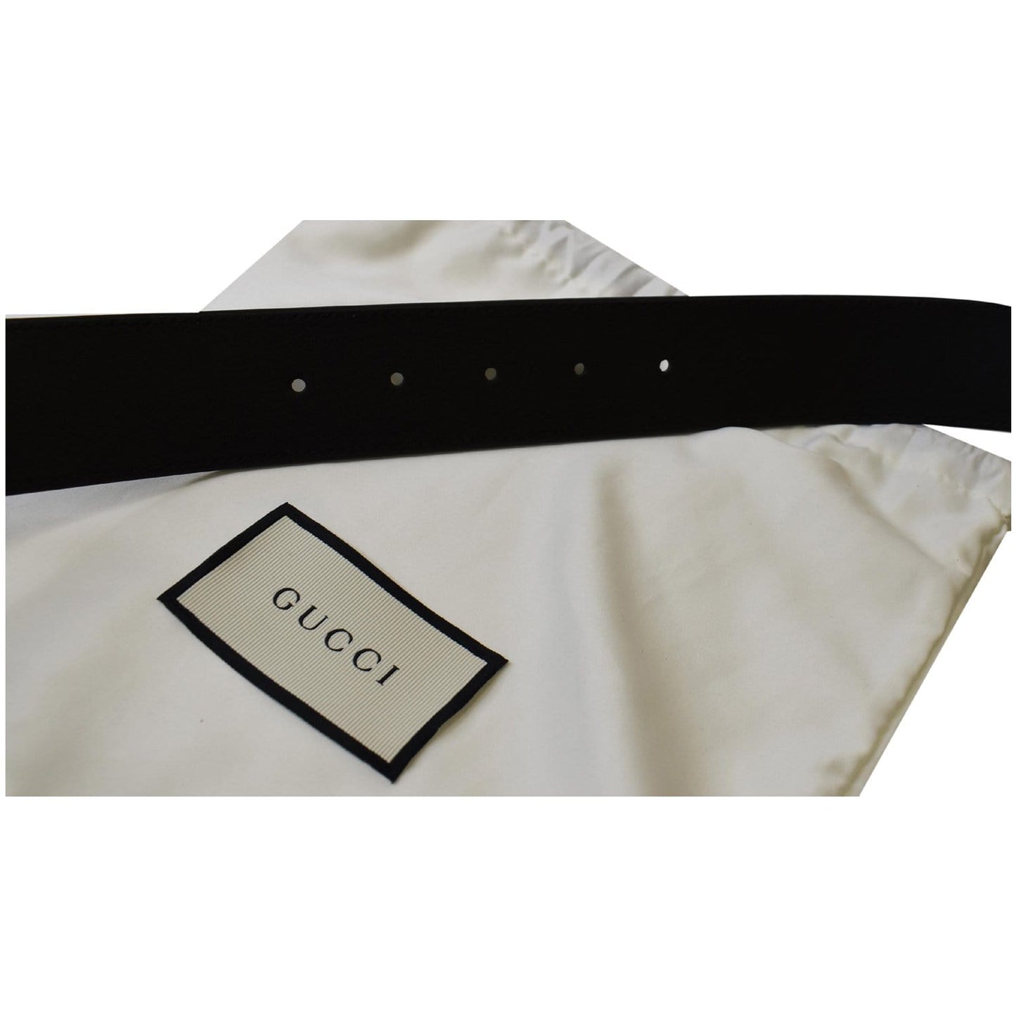 GUCCI Double G Buckle Leather Belt Size 34 Black