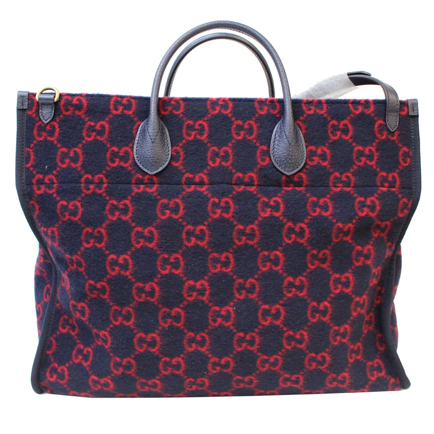 GUCCI GG Wool Tote Shoulder Bag Blue/Red 598169